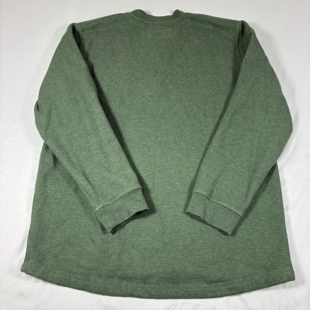 LL Bean Katahdin Iron Works Bonded Waffle Henley XLT Tall Green Sherpa Fleece